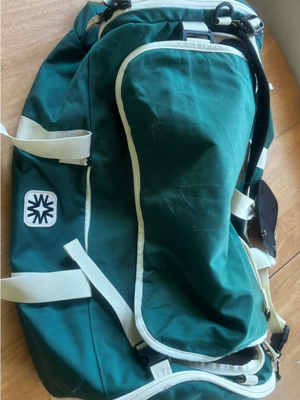 Green Canvas Duffel Bag with White Trim - Unbranded
